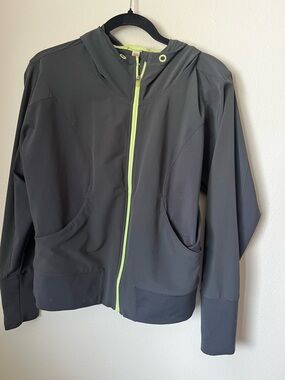 Lucy Activewear Zip Up Hoodie Jacket Gray Neon Trim Size M Athletic